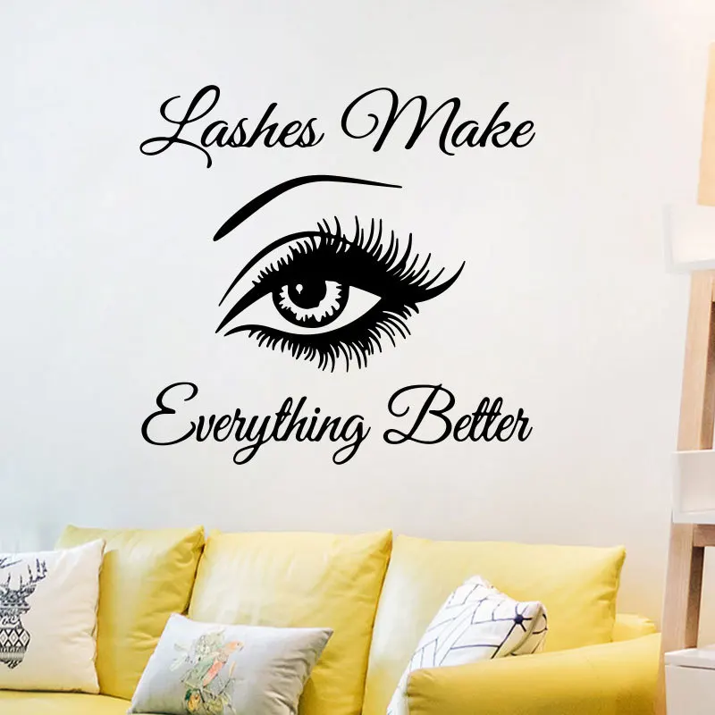 Home Wall Sticker Room Eyebrows Beauty Salon Mural Decoration Art Waterproof Removable PVC Vinyl Black 55*57cm