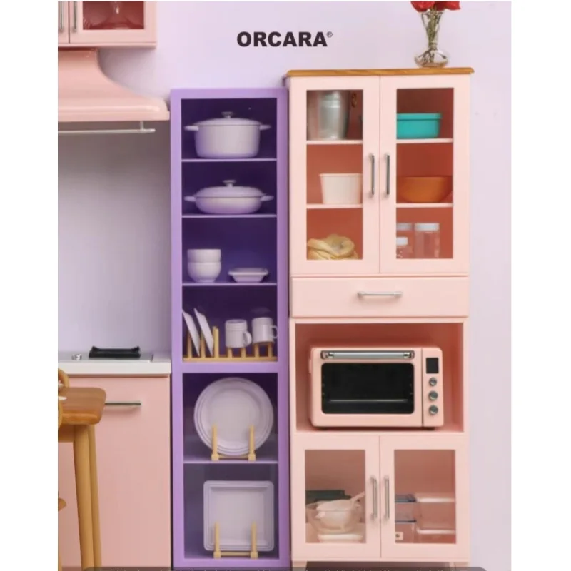 1/6 Doll House Model Furniture Accessories Colored Long Cabinet Kitchen Sideboard Bjd Ob11 Gsc Blyth Soldier Lol Miniature Decor