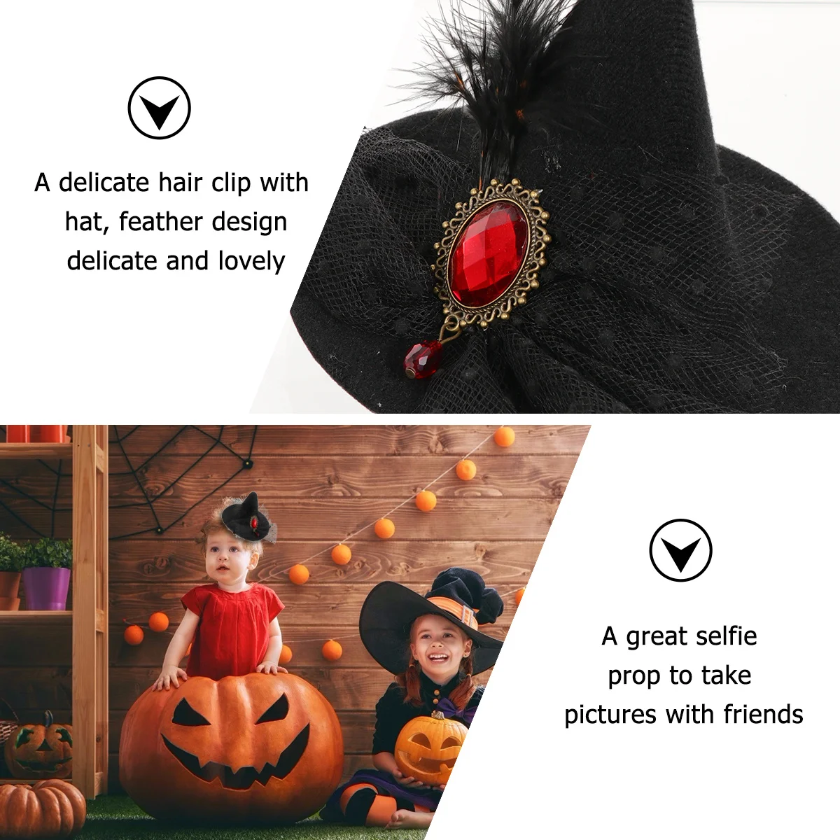 

Halloween Witch Hat Hair Clip Elegant Durable Hairpin for Birthday Wedding Party Halloween Hair Accessory Hat Hairpin