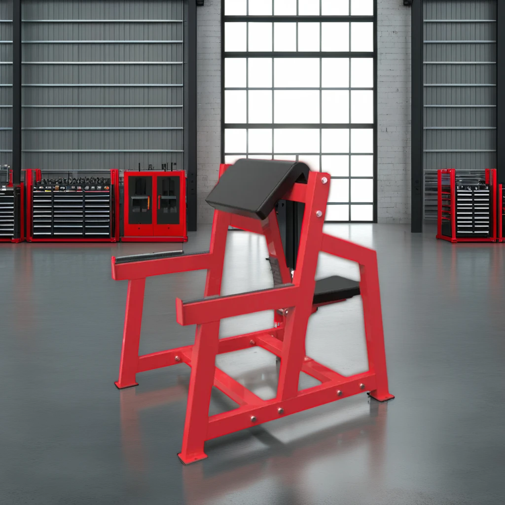 وصول جديد آلة تدريب القوة لوحة محملة معدات الصالة الرياضية يجلس الذراع الضفيرة في مادة الصلب دائم