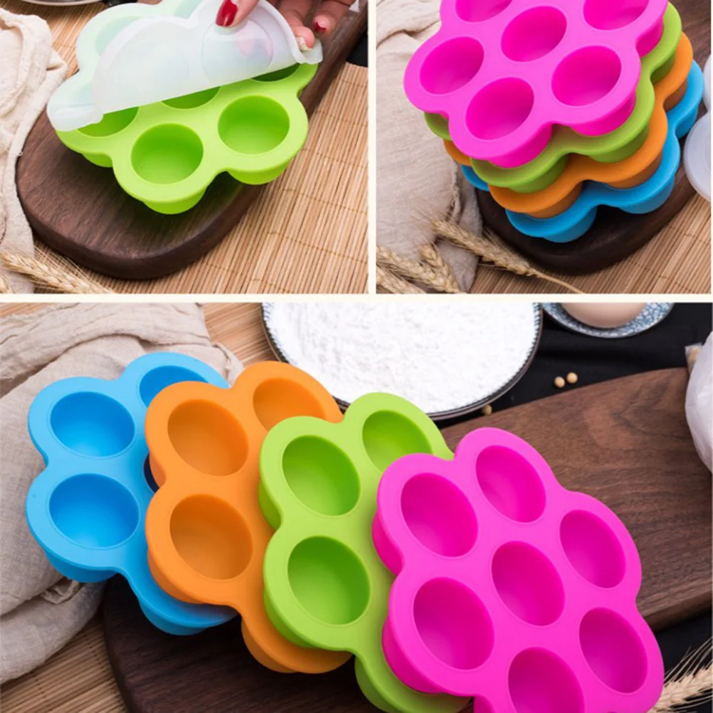 Bandeja de armazenamento de alimentos para bebês premium, bandeja congeladora de silicone com 7 cavidades, recipientes laranja, recipiente de armazenamento de alimentos para bebês