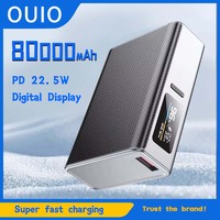 22.5W Super Fast Charge Power Bank 80000mAh Large Capacity PD20w Two-Way Fast Charge Qc3.0 Mobile Power Supply for Xiaomi iPhone