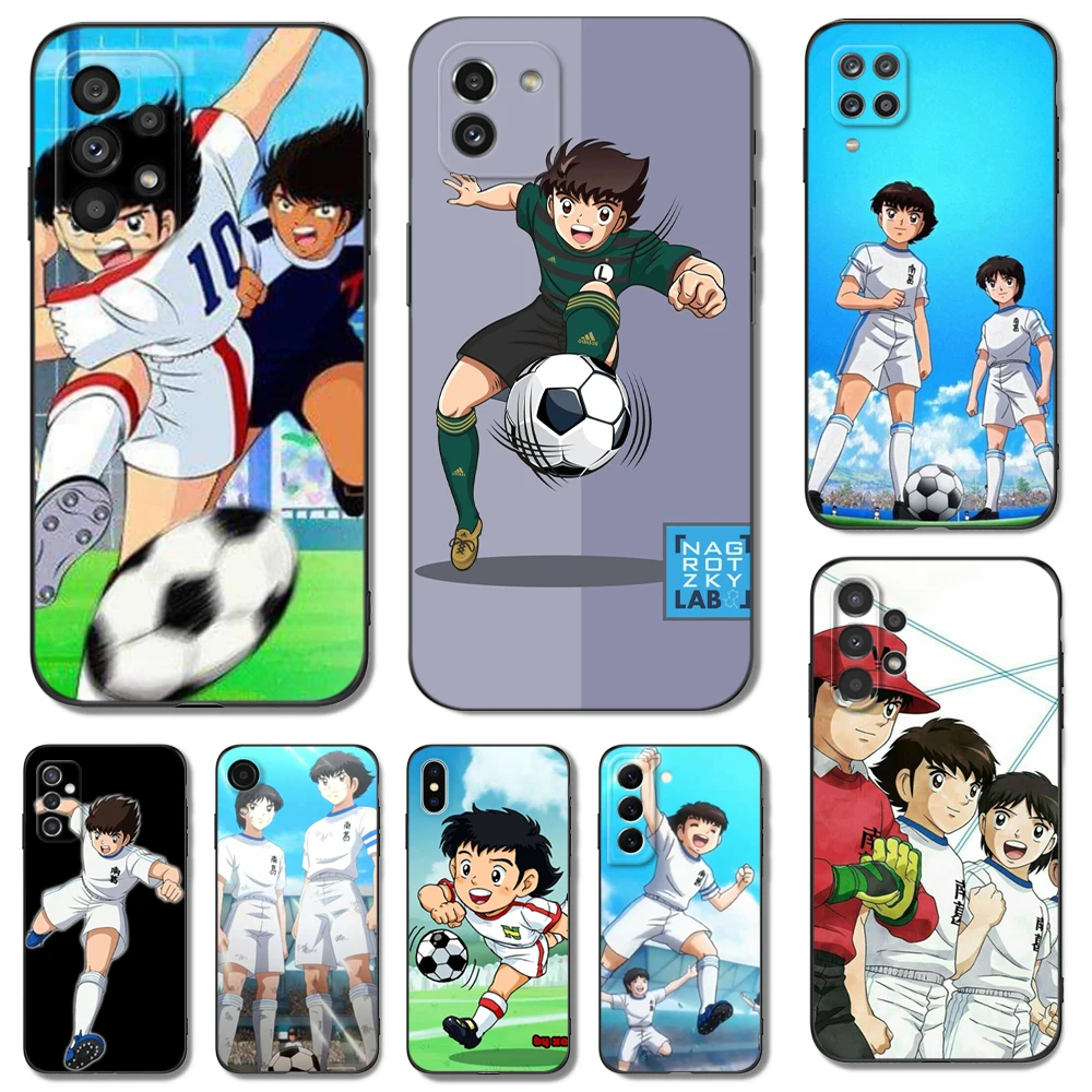 Black tpu Case For Samsung galaxy A54 A34 A14 5G A04 NOTE 20 10 9 PLUS ultra+ cover Captain Tsubasa Ozora Genzo football