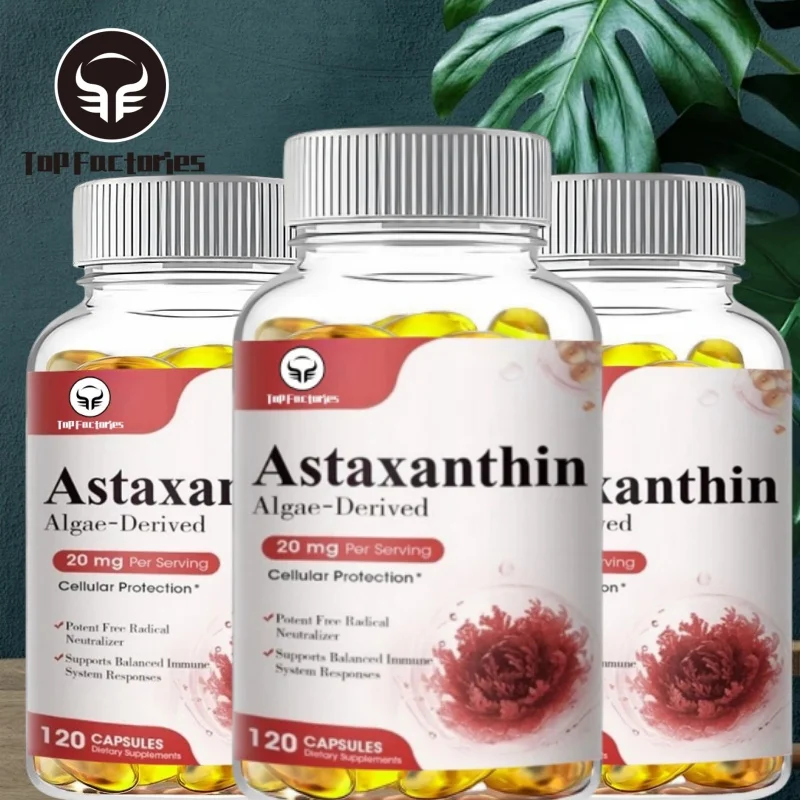 Top Factories Astaxanthin 20mg Clinical Strong Carotenoid Skin Supplement W. 100% Natural Astaxanthin From Microalgae