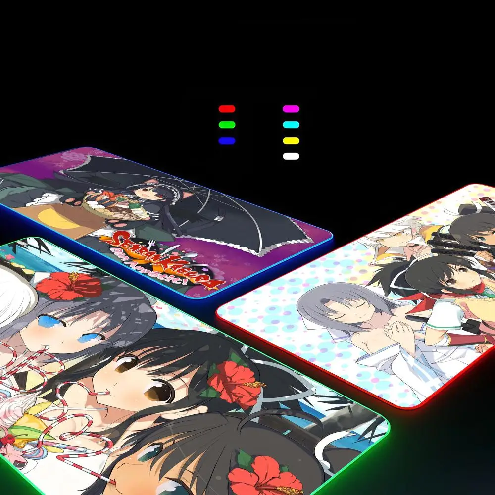 Senran Kagura Peach Ball Mouse Pad Gamer RGB Deskmat Keyboard Mat Gaming Laptops LED Mousepad Desk Protector Anime Mause Mats