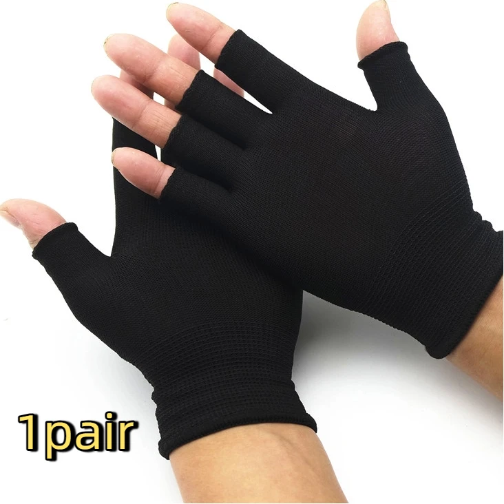 Knit Wrist Winter Warm Workout Cotton Gloves for Women and Men Cycling Accessories1Pair Black Half Finger Fingerless Gloves