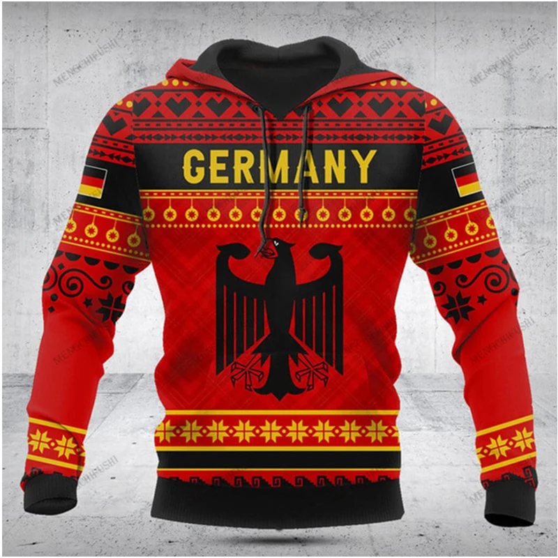 German Flag Emblem 3D Harajuku Print Christmas Fashion Men\'s And Women\'s Sports Outdoor Leisure Daily Loose Comfortable Hoodie