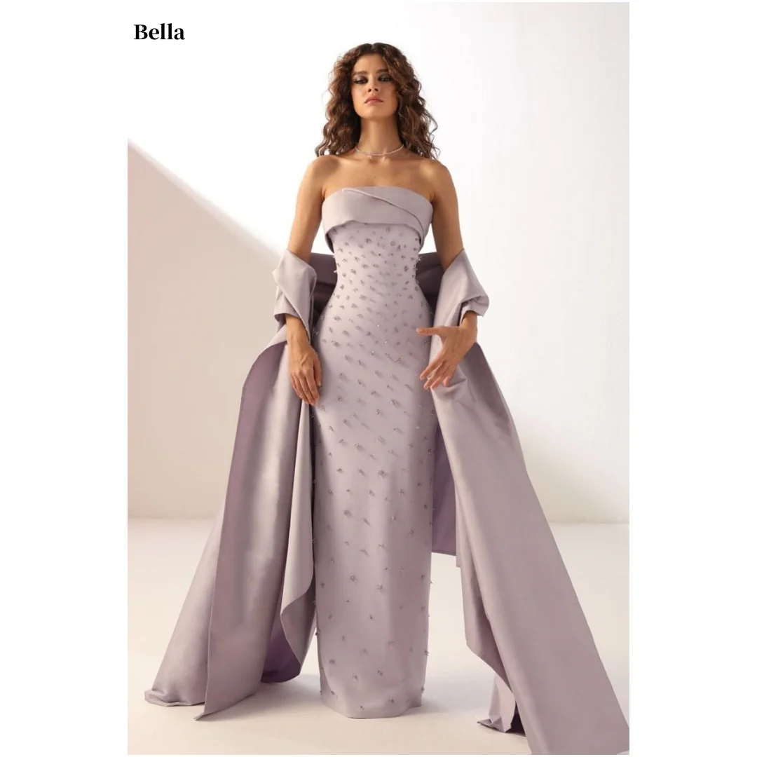 

Bella Customized Beading Shawl robes de soirée Strapless Backless Floor-Length Party Dresses Sleeveless Mermaid Prom Dress 2025