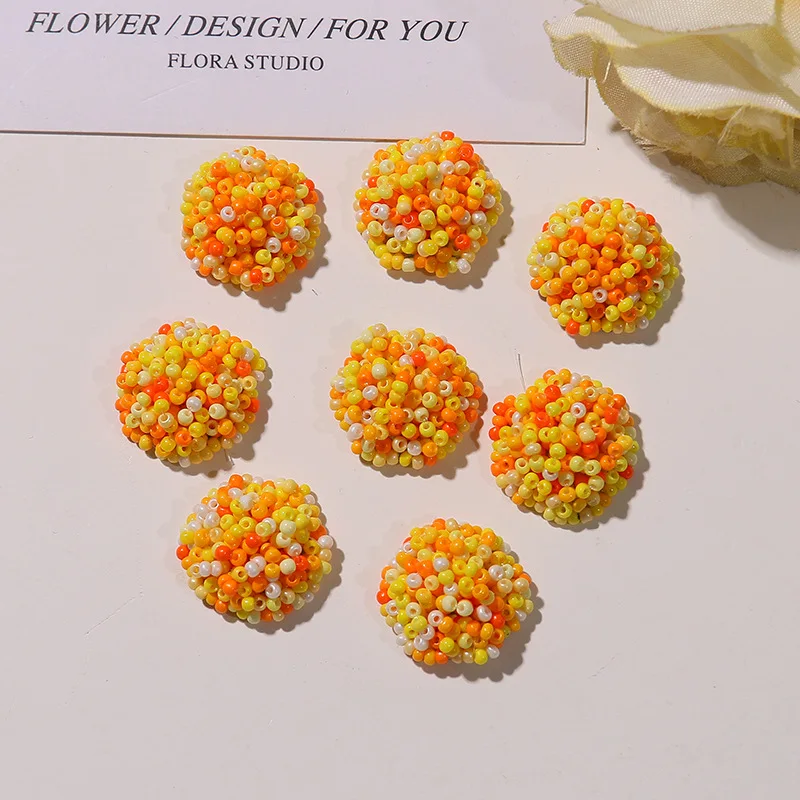 Shoe Charms Handcrafted Half Round Seed Bead Lily Flower Cluster 1 Piece Boho Korean DIY Decor for Girls Clogs Jelly Crystal