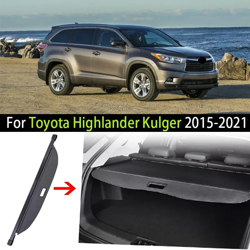 Car Trunk Cargo Cover For Toyota Highlander Kulger 2015-2021 Luggage Storage Security Shield Curtain Partition Mat Accessorie