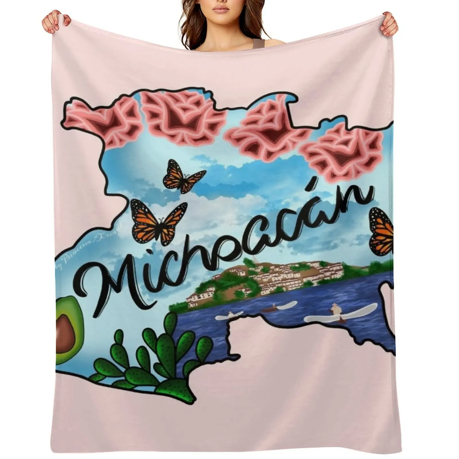 

Michoacán Throw Blanket Cute Hairys Flannel Fabric manga Blankets