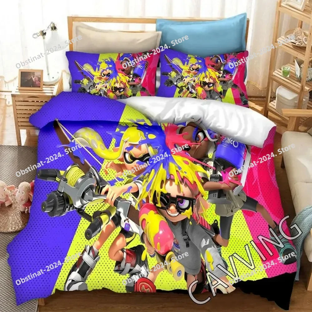 

Splatoon 3d Cartoon Printed Bedding Set Duvet Covers & Pillow Cases Comforter Quilt Cover Queen King Full Sizes gifts for kids