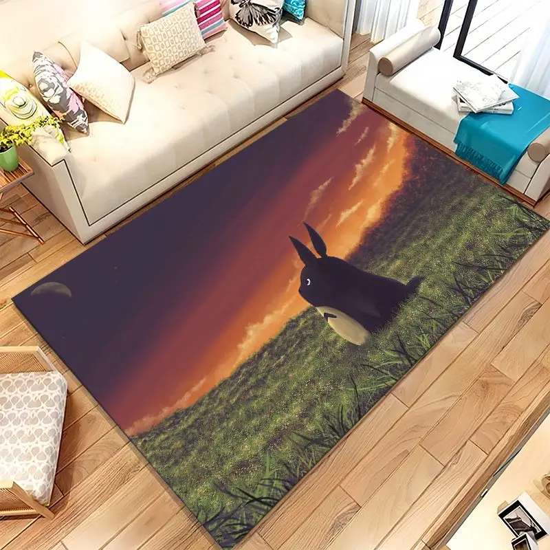 Cute T-Totoro Cat Bus Cartoon Soft Non-Slip Large Area Rug for Living Room,Bedroom Playroom Carpet Mat for Sofa,Home Decor Gift