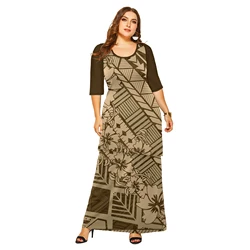 Samoa Puletasi Polynesian Tribal Tonga Logo Print Custom Ladies Plus Size Women's Sets Church Dress Asia & Pacific Islands Dress