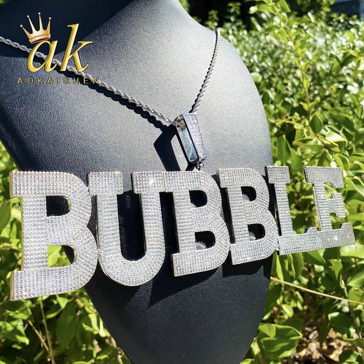 

Aokaishen Iced Out на заказ большое имя ожерелье кулон для мужчин выложенная оправа 5А кубический цирконий хип-хоп ювелирные изделия