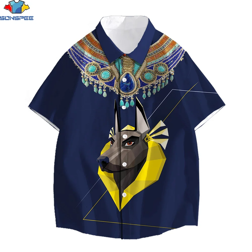 

SONSPEE 3D Print New Arrival Hot Hawaiian Shirts Men Women Funny Cartoon Egyptian Avatar Tribal Retro Clothing Casual Shirt Tops