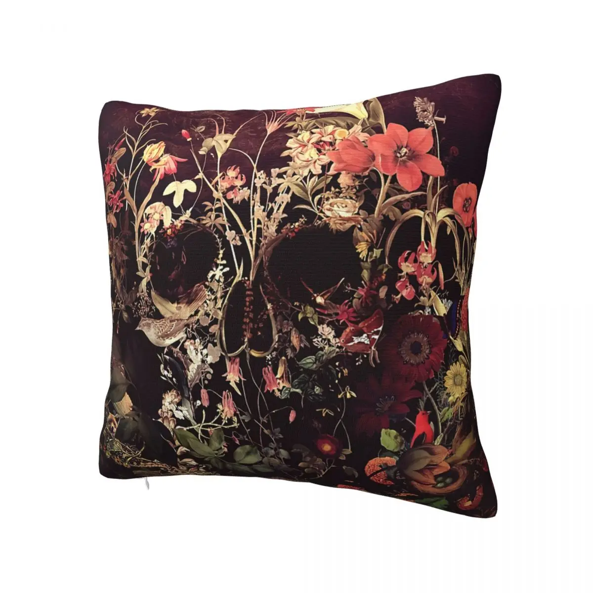 Bloom Skull Polyester Cushion Cover For Livingroom Chair Decorative Washable Pillow Cover