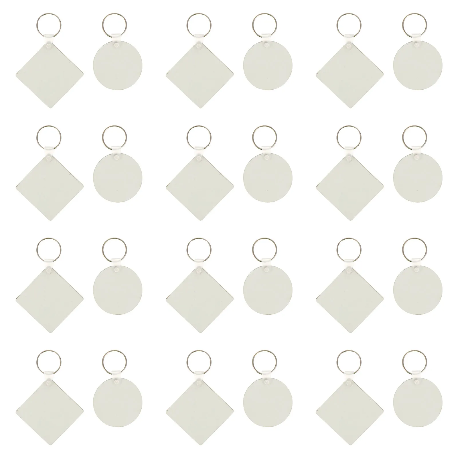 

24Pcs Blank Key Chain Heat Transfer Boards for DIY Sublimation Keyring Pendant Decoration Mobile Phone Bag Charm
