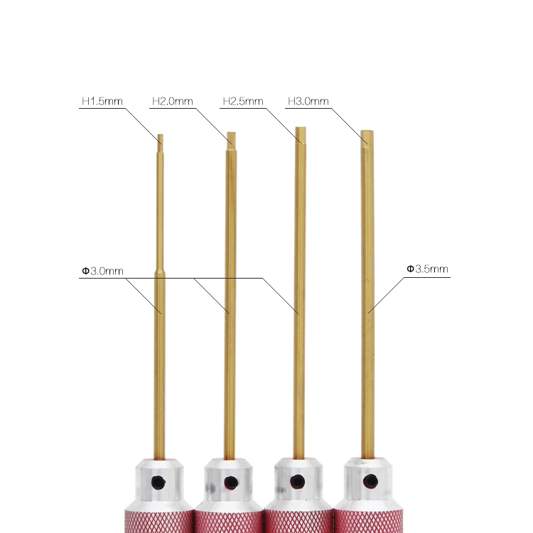 طقم مفك براغي سداسي - أحمر - H1.5/H2.0/H2.5/H3.0
