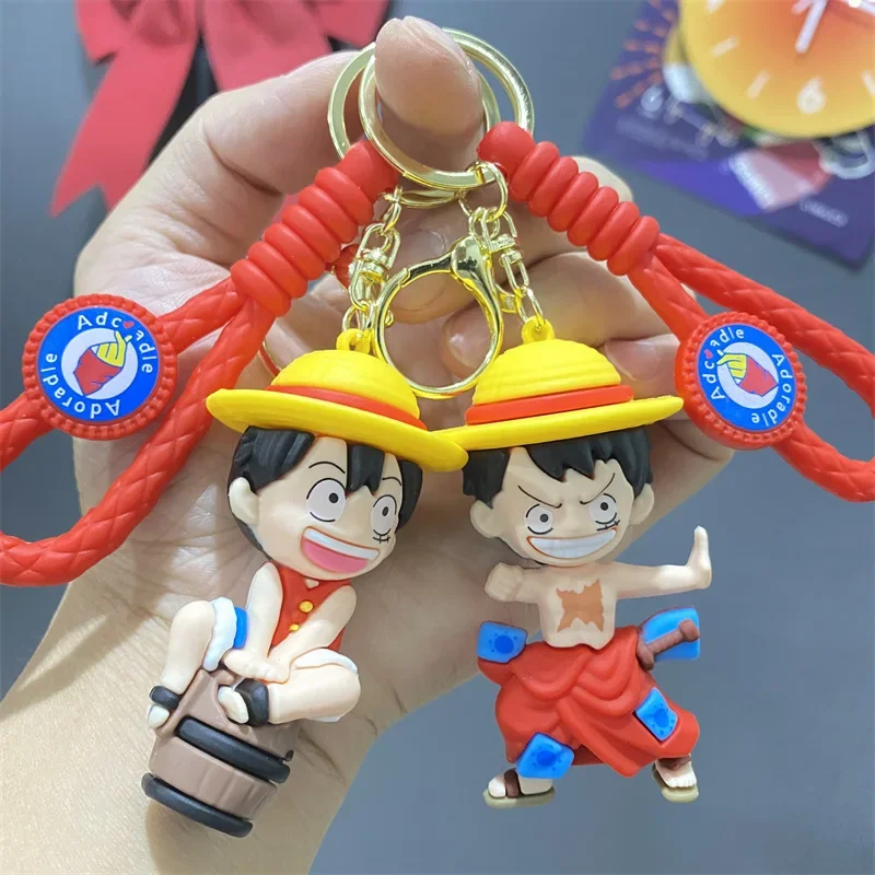 Anime New One Piece Keychain Luffy Nami Sanji Zoro Keychain Doll Male and Female Pendant Ornament Kawaii Gift