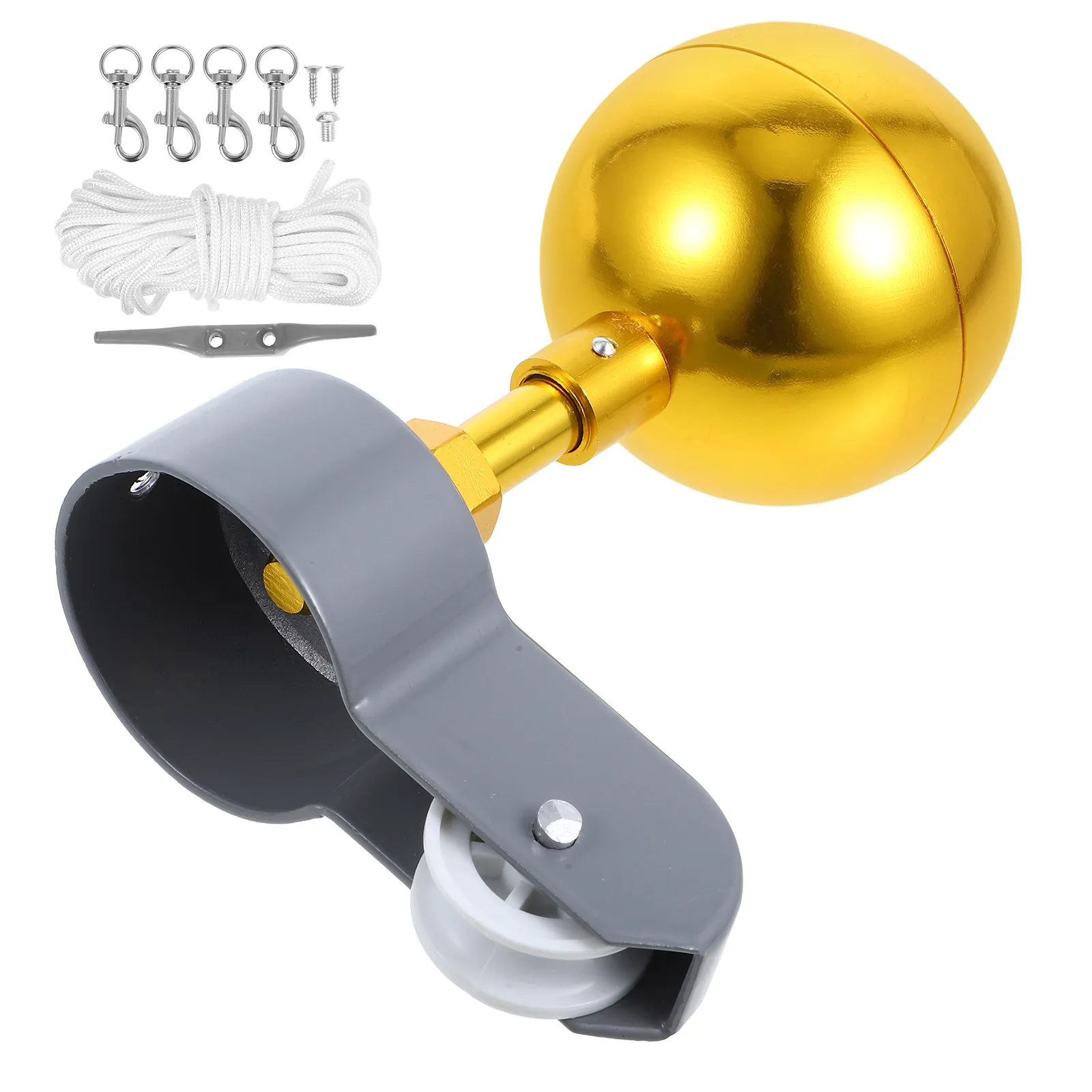 1Set Heavy Duty Flagpole Cap Pulley Topper Kit for All Angles Windproof Flag Mounting Quick Setup Suitable for Sports Grounds