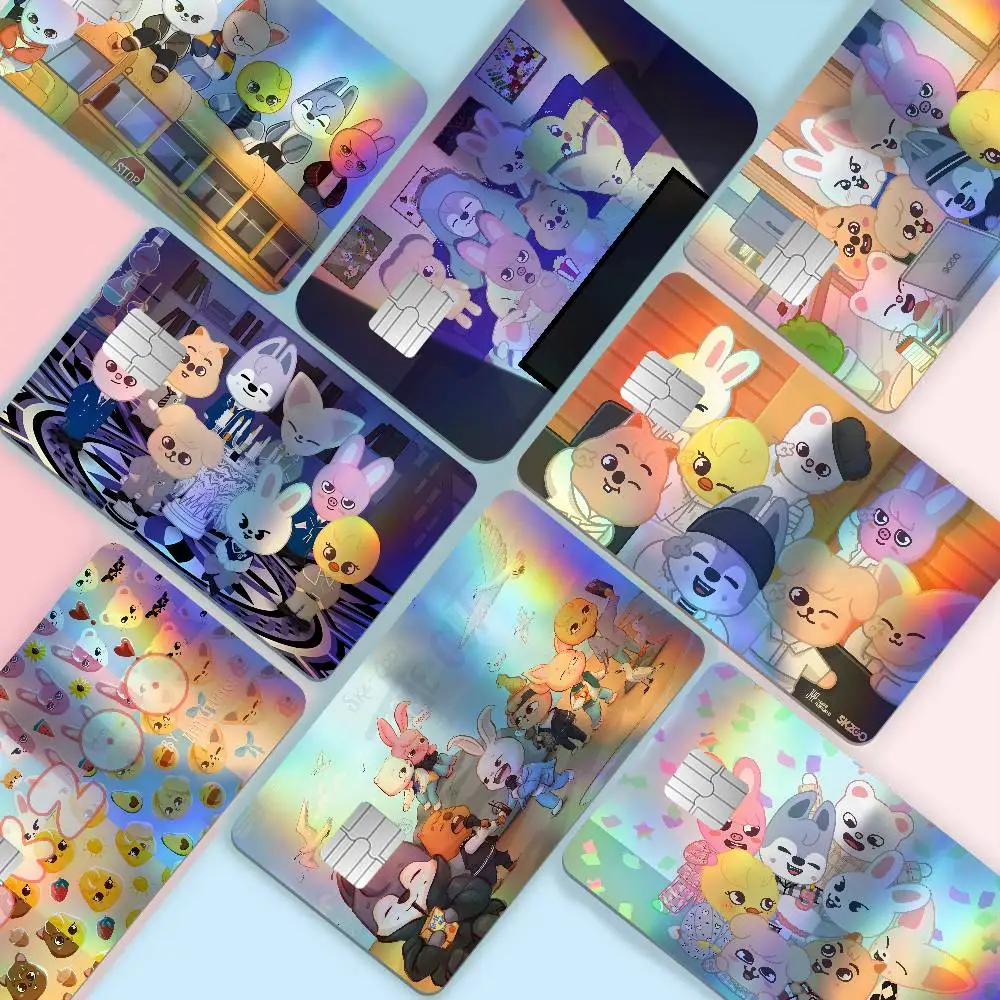 Kpop Star S-Stray K-Kids SkzooS Laser Shiny Bank Card Stickers Waterproof Removable DIY Personal Decoration