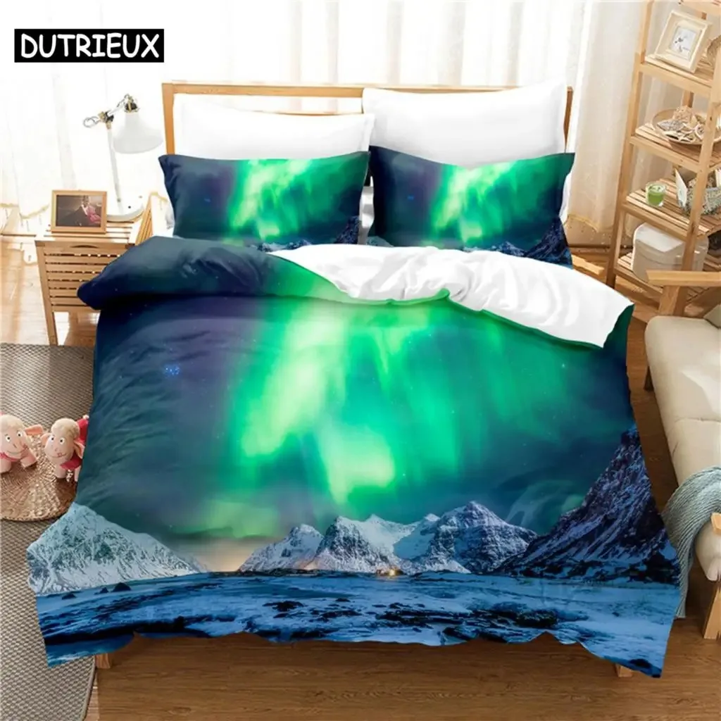 

Colorful Aurora Bedding Set Duvet Cover Set 3d Bedding Digital Printing Bed Linen Queen Size Bedding Set Fashion Design