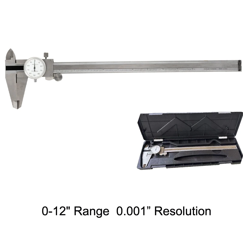 Industrial Tools 0-6/8/12 Inch 0.001' Shock Proof Stainless Steel Body Dial Vernier Caliper SAE Measuring Tool with Box