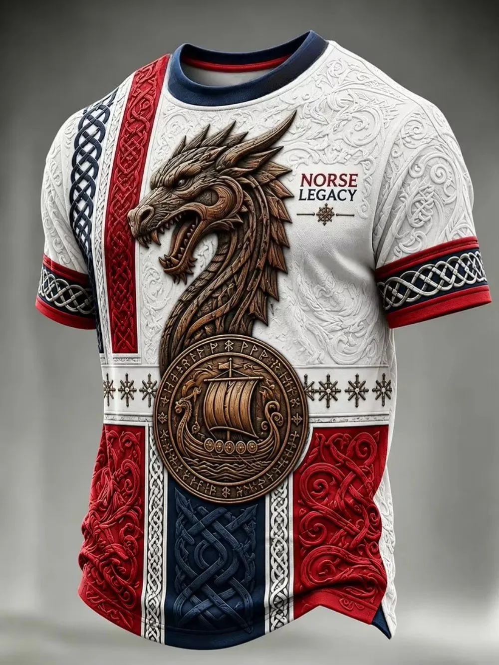 The Norse Mythology Dragon 3D Printed Casual Street Breath Outdoor Fitness Men Plus-sizeT-shirt Large Size parent-child Clothing