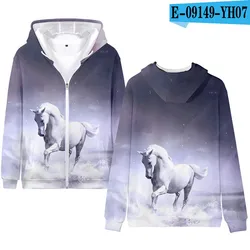 Hoodies 3D Print Animals Horse Zipper Sweatshirts Boys Girls Unisex Sweatshirt Kids Kawaii Fashion Oversize Hoodie Coat Clothing