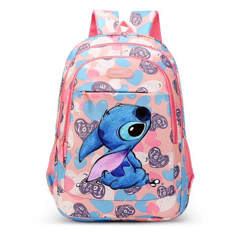 New Kawaii Stitch Girls School Backpack Cartoon Printed School Bag Cute Disney Backpacks Large-capacity Backpack School Supplies