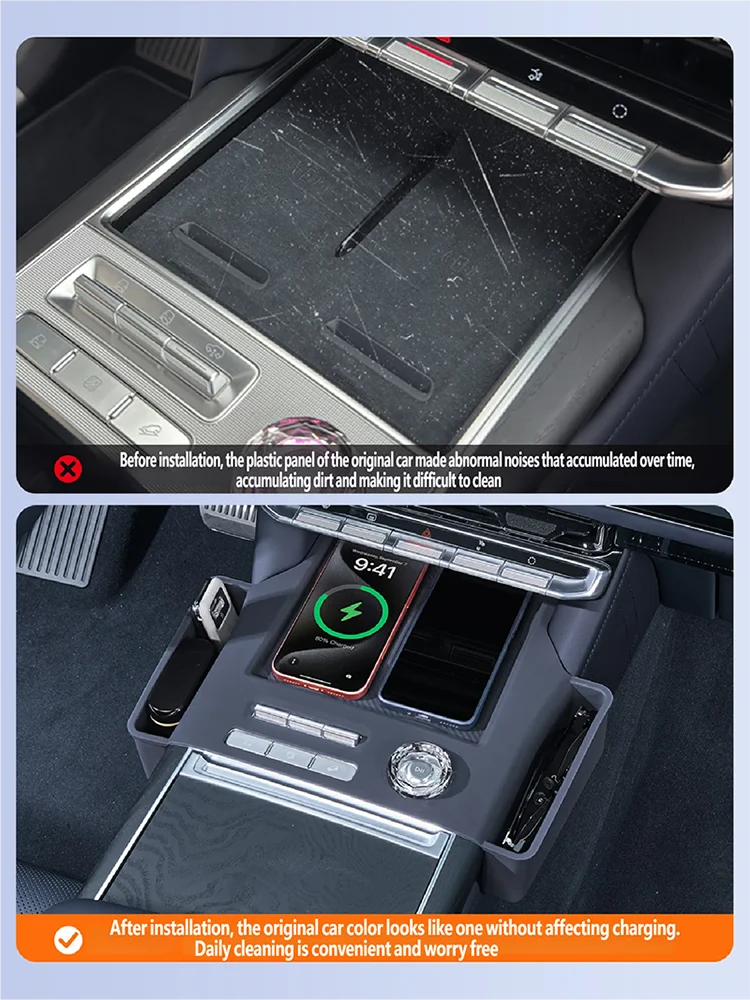 Car Styling Central Control Wireless Charging Silicone Pad Central Storage Dustproof Mat Acccessories For ZEEKR 9X 2025 2026 4