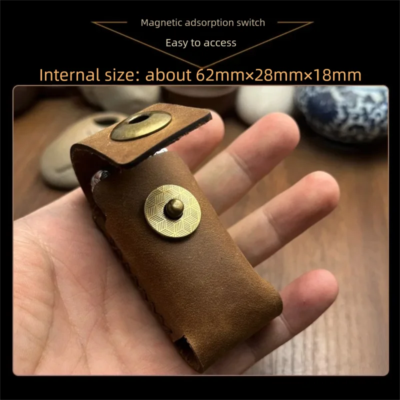 Handmade Fliptop Leather IMCO 6700 6600 Lighter Pouch Holder Case with Pocket Belt Loop Genuine Leather Stitched Lighter Shell