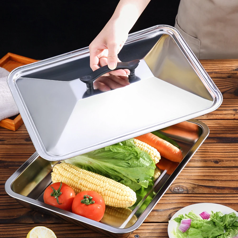 

Stainless Steel Pot Cover 45x35cm Anti Oil Splashing Lid Heat Resistant Kitchen Gadget Cooking Tool Pot Cover