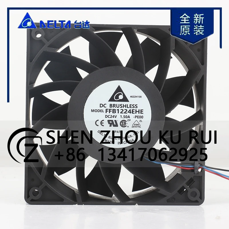 Delta 5V 12V 48V DC24V 1.50A AC EC 12038 120x120x38MM 12CM 3-wire Alarm Inverter PWM Speed Regulation FFB1224EHE-PE00 Coolingfan