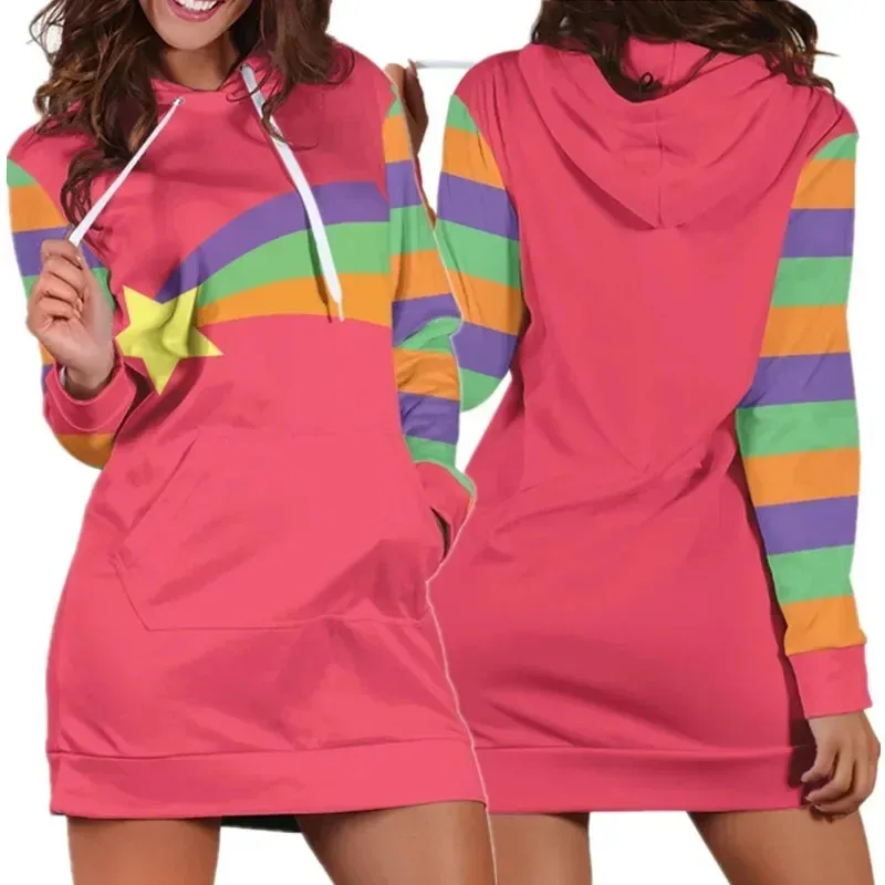 2025 11 Anime Gravity Falls disfraz Mabel Pines Cosplay Sudadera con capucha abrigo largo suéter mujeres adultas sudadera disfraz de Halloween