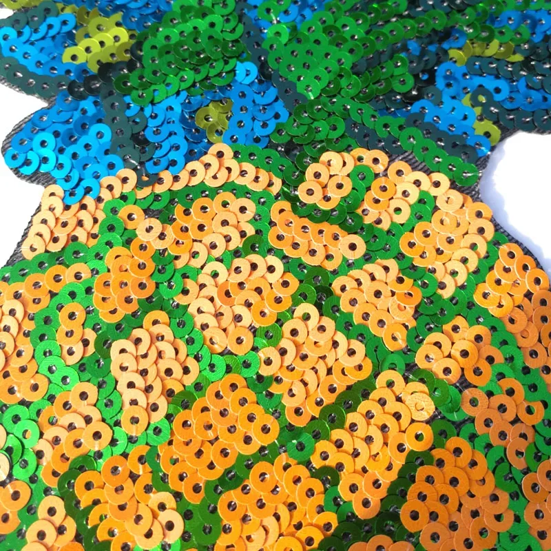 Embroidery Yellow Pineapple Sequins Patch of Iron on Clothing Large Fruit Applique Sew on DIY T Shirt Bag Embroidered Patches