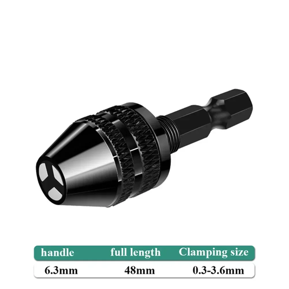 Drill Chuck Keyless Screwdriver Impact Driver Adaptor Electric Motor Power Tool Clamp Chuck Fixture 6.35mm Hex Shank Drill Bits