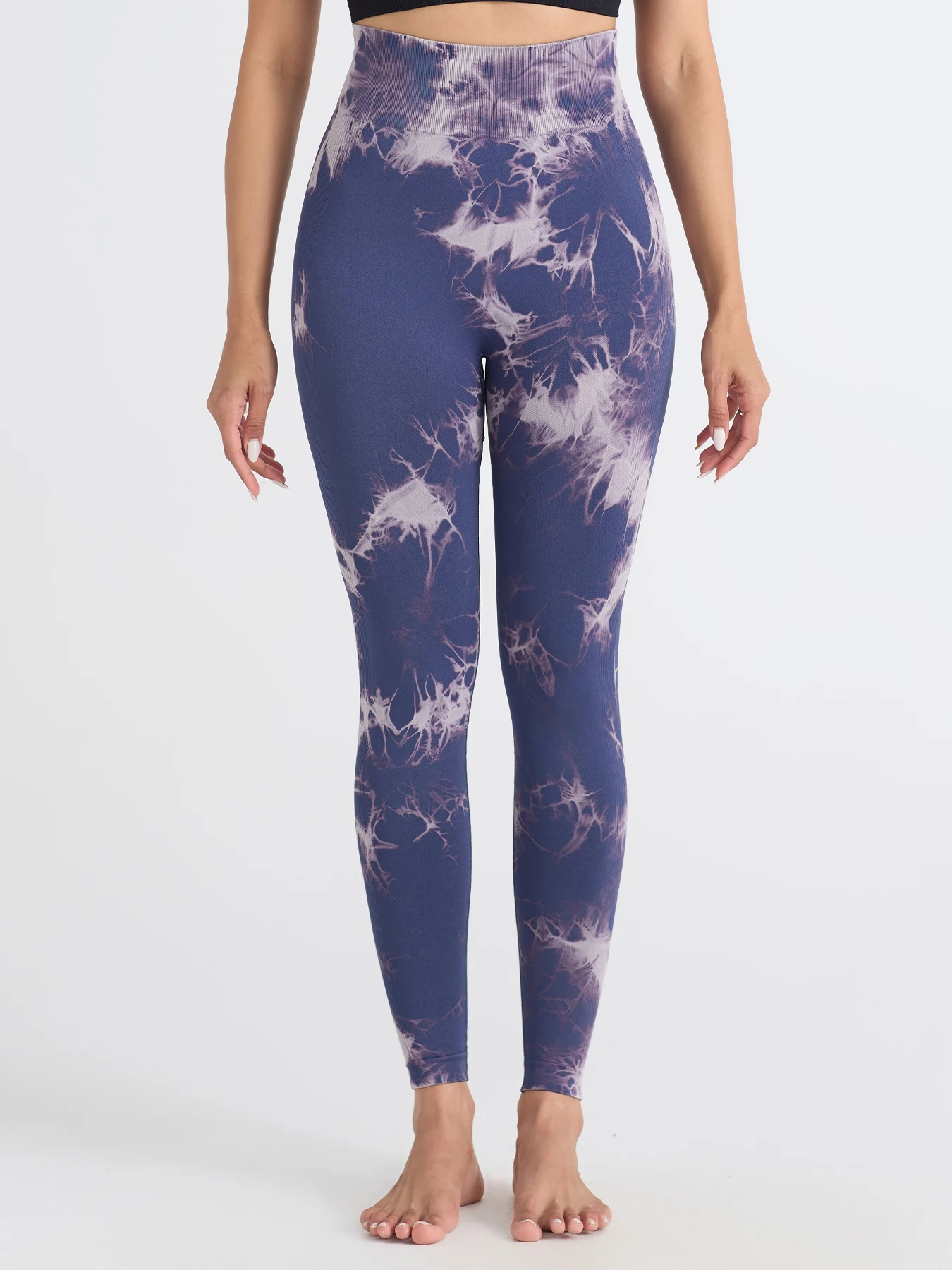 Damskie legginsy do jogi z wysokim stanem, bezszwowe, tie-dye, wielokolorowe, wygodne spodnie sportowe do fitnessu, na siłownię, modelujące pośladki, do biegania, odzież damska, rozmiary S-L
