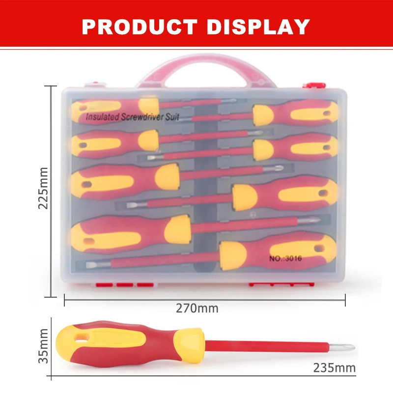 KUNLIYAOI  Electrician Insulated Screwdriver Set 8 Pieces Magnetic Phillips Screwdriver Bit Kit Household Repair Tools