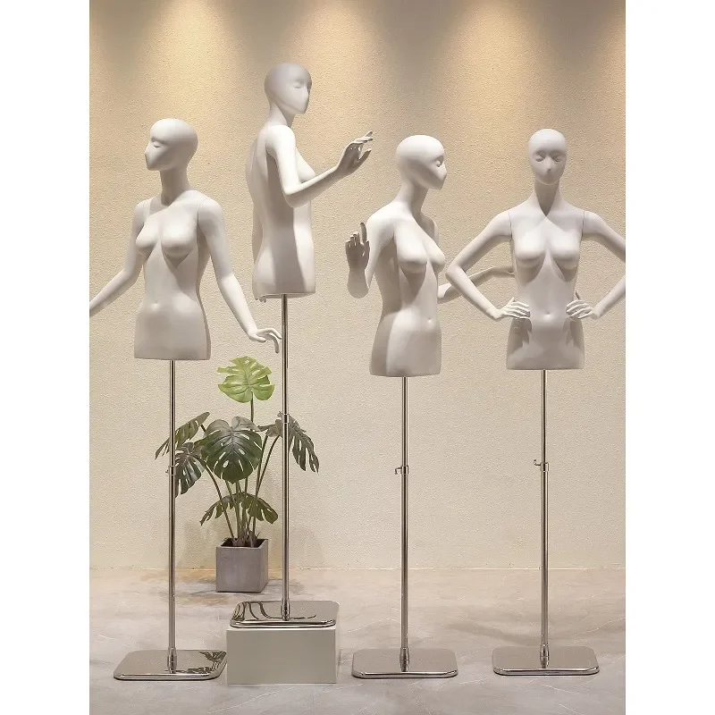 for Clothing Store Women's Fashion Window Display Matte Lacquer Surface Trendy Wedding Dress Model Prop Half Body Dummy Table