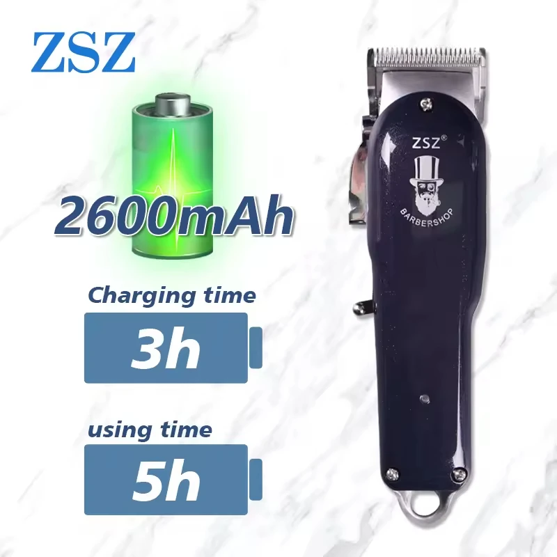 F-52 Professional Salon Cordless ZSZ Rechargeable Adjustable Factory Price OEM Barbershop Cordless Metal Hair Clippers