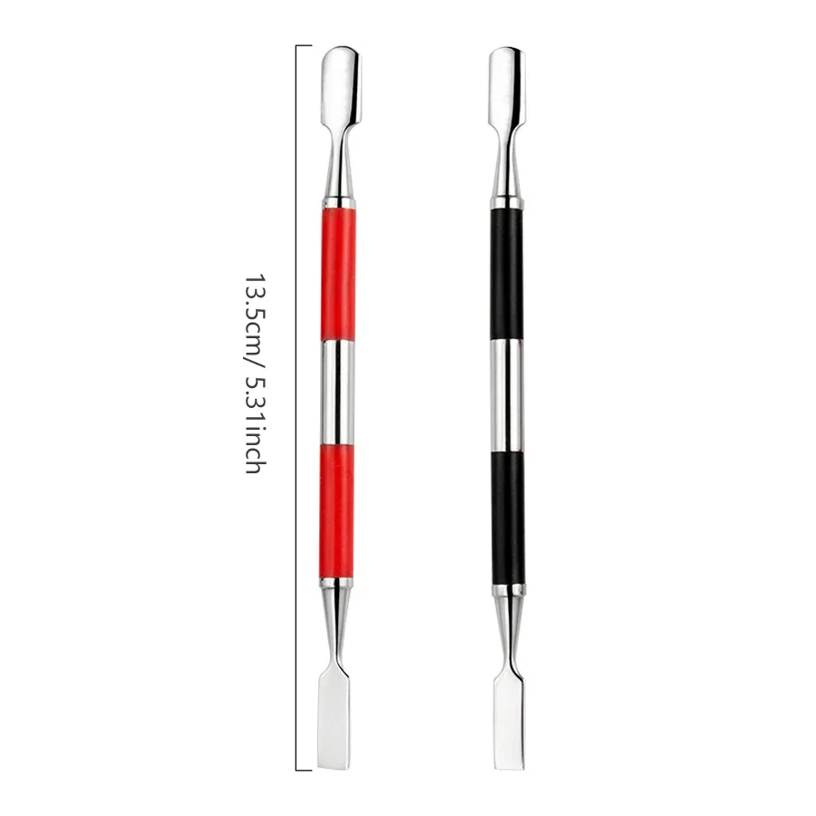Empujador de cutícula de uñas de acero inoxidable, pinzas, esmalte de gel UV, piel muerta, removedor de empuje, lima de uñas, herramienta artística de manicura, silicona, 1P