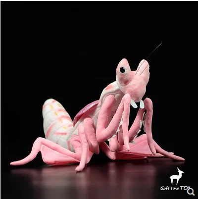 

Free shipping 28cm Simulation Pink Orchid Mantis Plush Toy Cute Doll For Children Baby Birthday gift