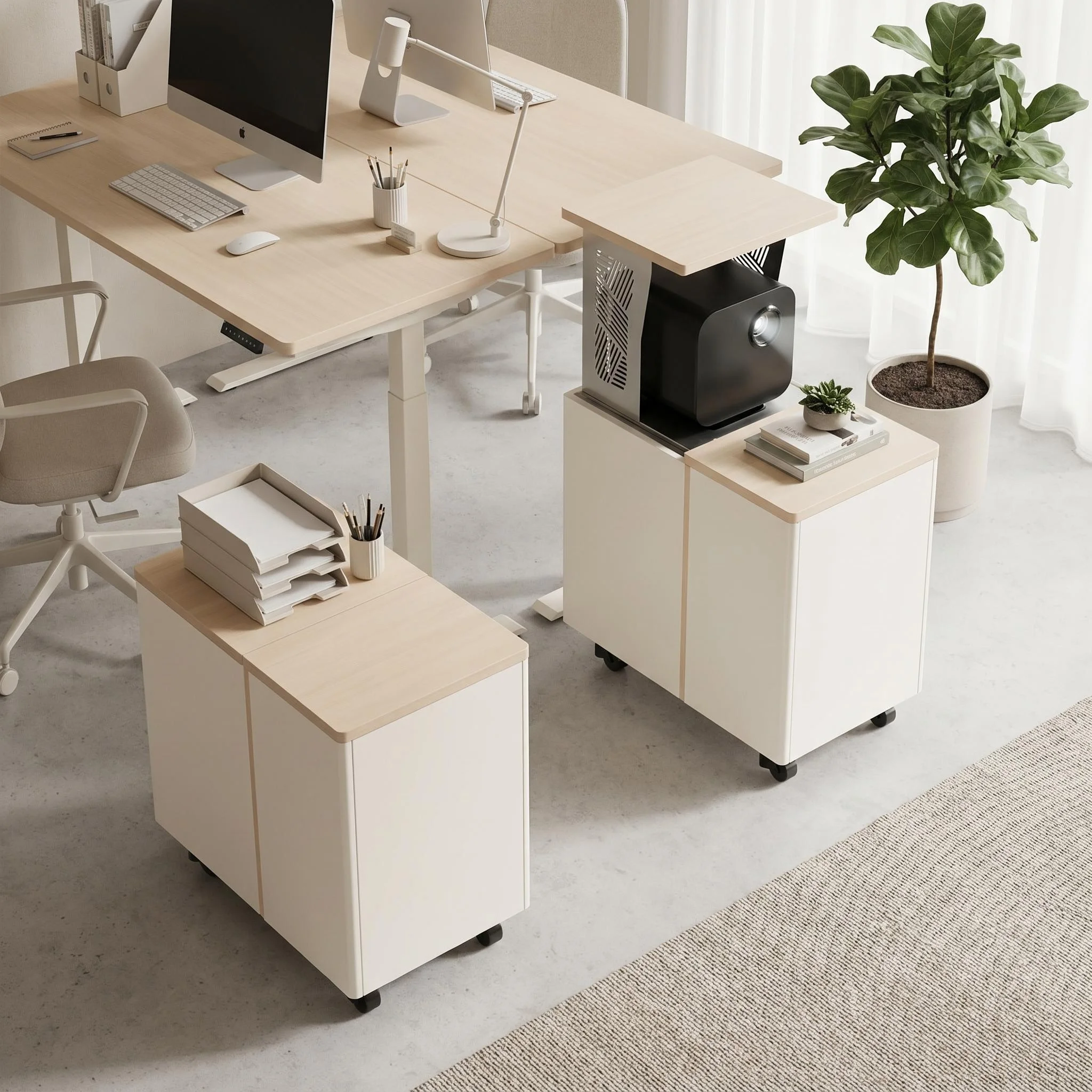 Smart Electric Lift Projector Cabinet-Hidden Storase Nishtstand with Anti-Pinch and Ideal for Hone Theater & Office