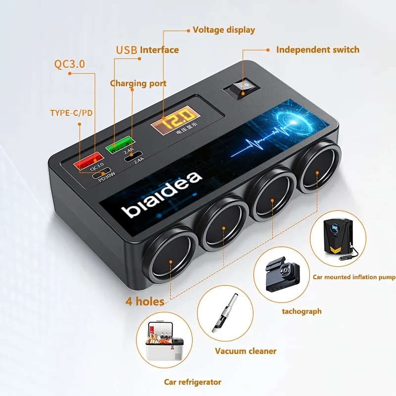 [Fast Car Charger] Multi-function Electronic Fast Charger | New Car USB+PD Port Automobile Converter Plug Power Socket 12V 24V