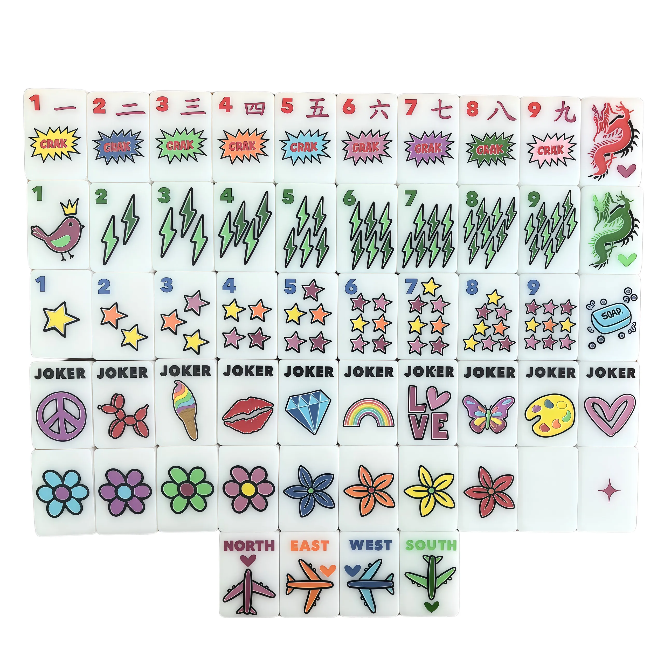 American Mahjong Set Color Crush Set -Bright White 160-Piece Acrylic Eco-Friendly Portable Mahjong Tiles