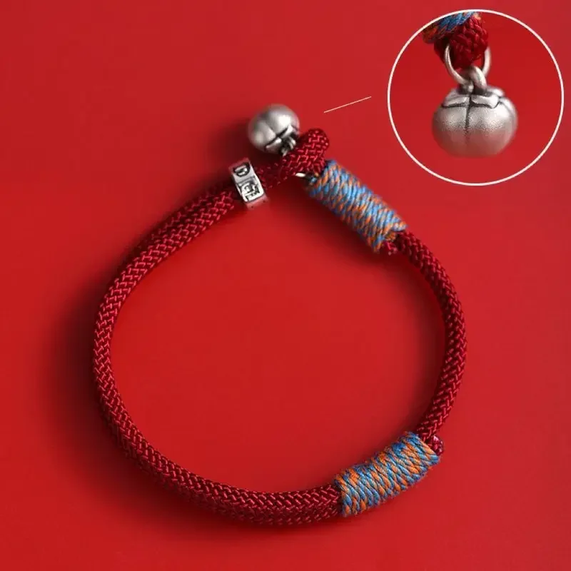 2024 New Sterling Silver Bracelet Men's and Women's Style Year of Life HandMade Knitted Red Rope HandRope Simple