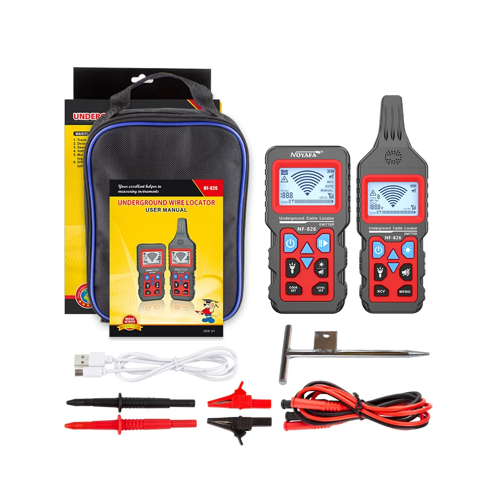 NOYAFA NF-826 تحت الأرض كابل محدد سلك كابل كاشف خط أنابيب مسار جدار الطابق المهنية كابل مكتشف سلك المقتفي عدة