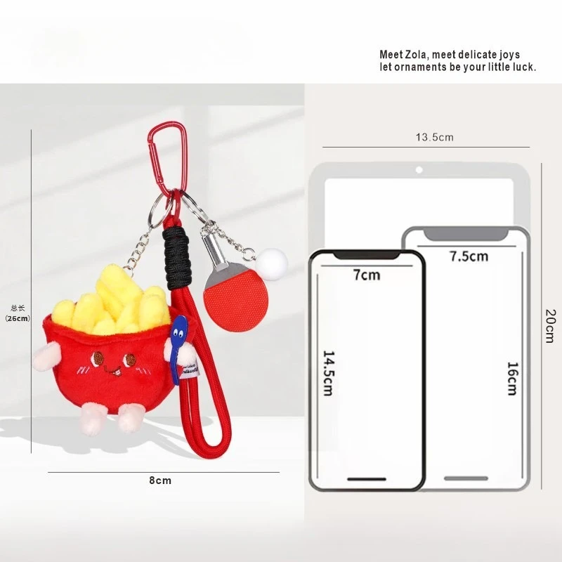 Creative Personalized French Fries Table Tennis Plush Doll Pendant Keychain Bag Pendant